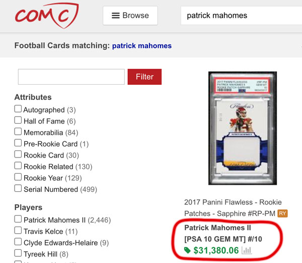 Where to Buy Patrick Mahomes Cards - ComC