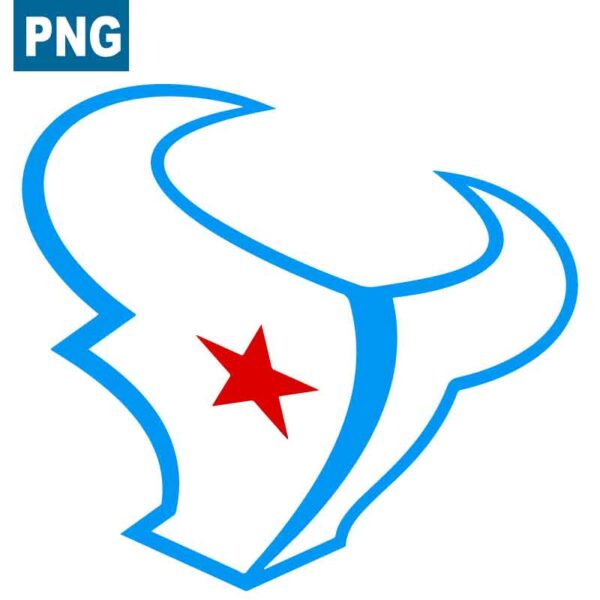 Houston Texans logo with a blue outline and transparent background - PNG