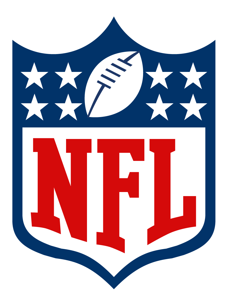 Official NFL shield logo in red, white, and blue featuring eight stars and a football on a transparent background